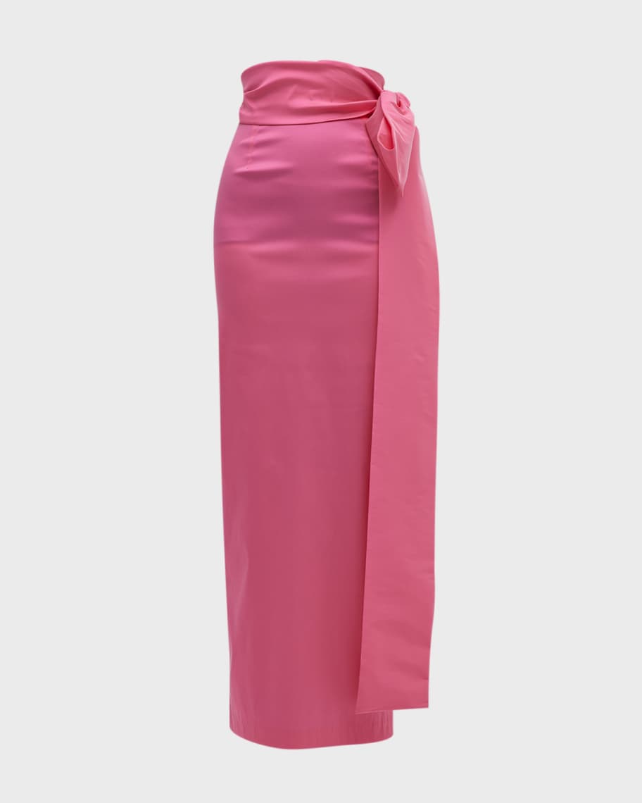 BERNADETTE Taffeta Maxi Skirt w Bow Detail Neiman Marcus