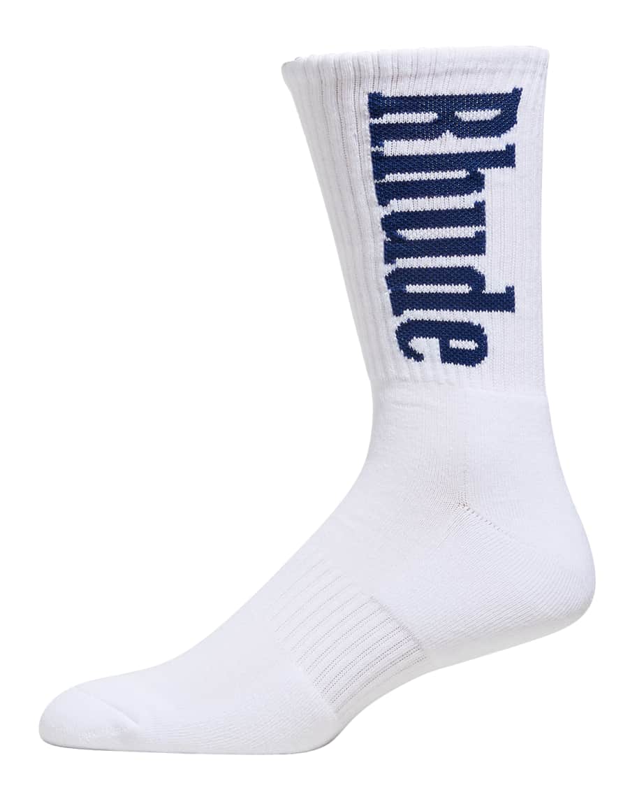 Rhude Men's Vertical Logo Crew Socks | Neiman Marcus