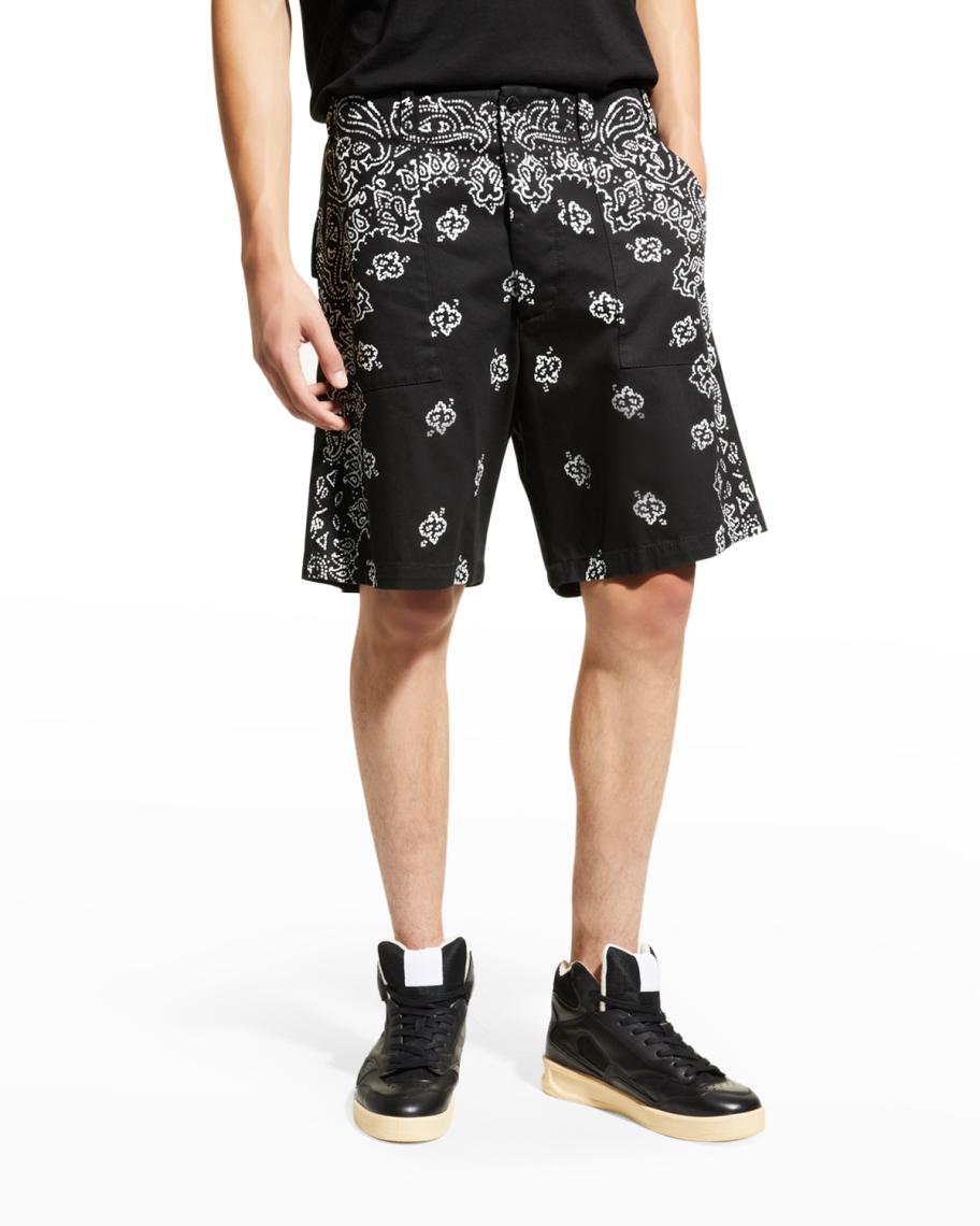 Amiri Men's Bleached Bandana Field Shorts | Neiman Marcus
