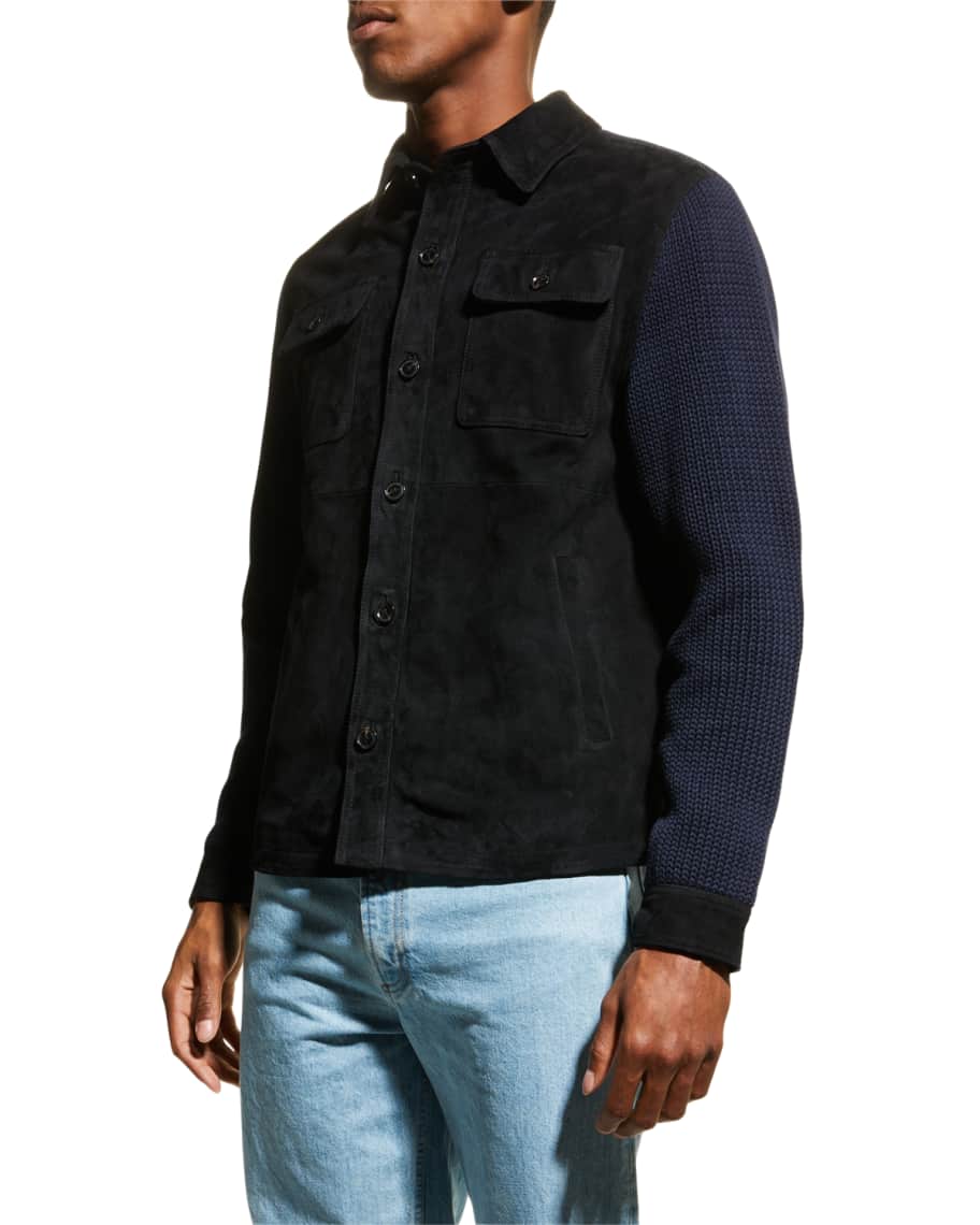 Scotch Soda Men s Suede Front Knitted Shirt Jacket Neiman Marcus
