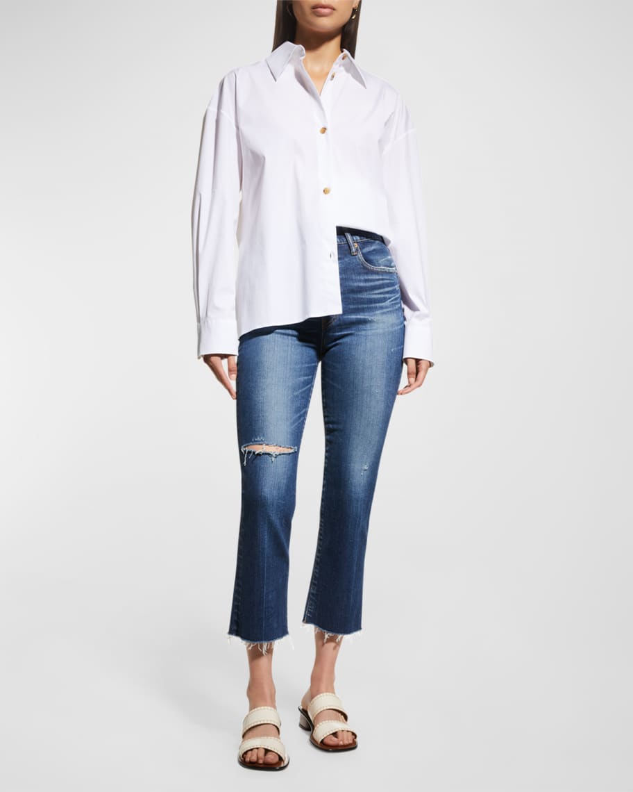 MOUSSY VINTAGE Rhode Cropped Distressed Flared Jeans | Neiman Marcus