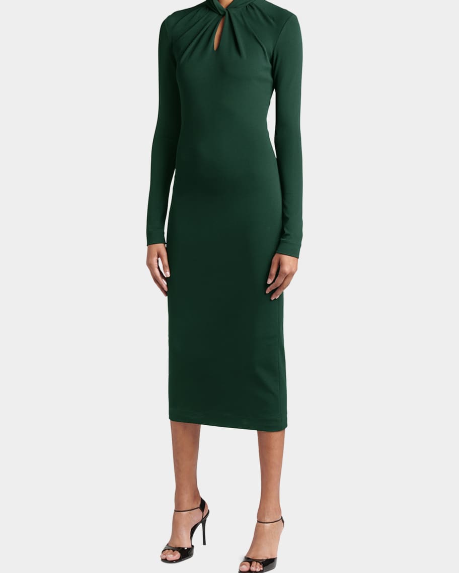 Giorgio Armani Twisted Keyhole-Front Jersey Midi Dress