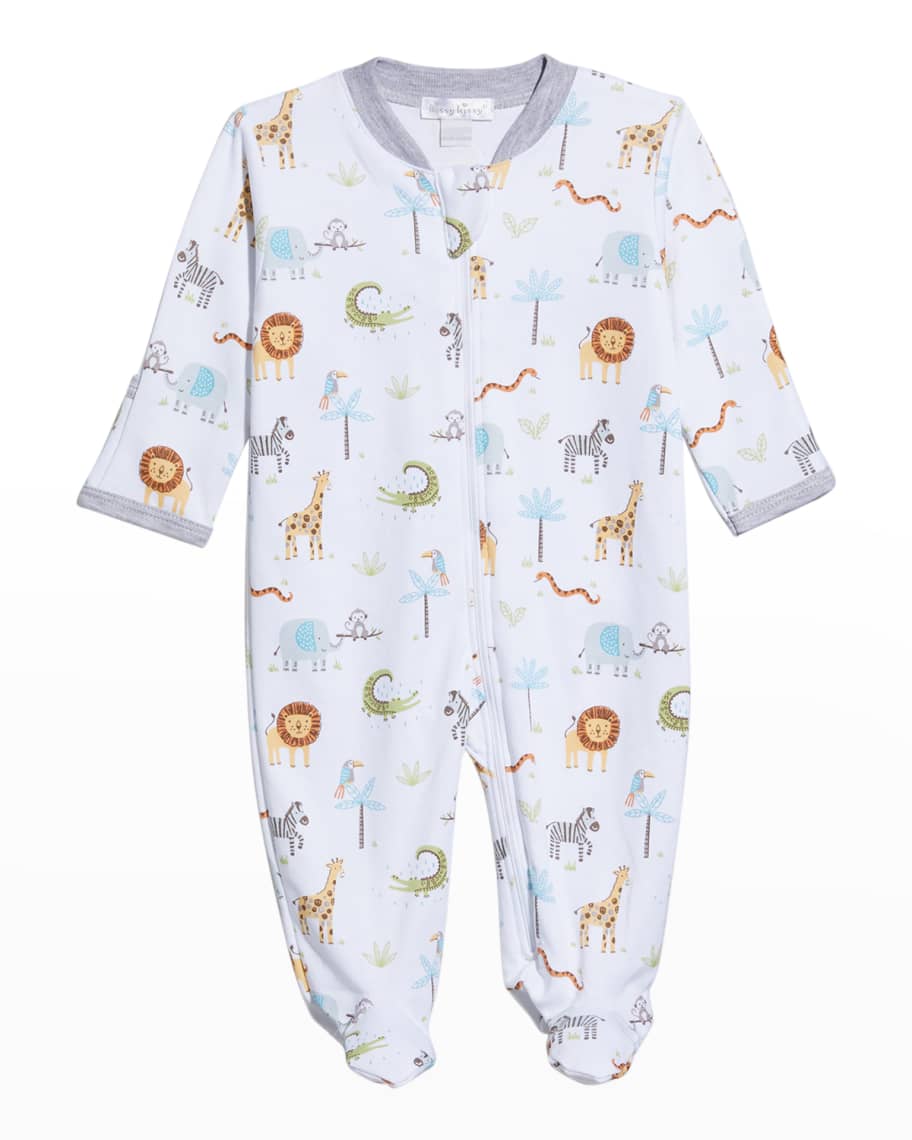 Kissy Kissy Kid's Joyful Jungle Zip Up Footie Pajamas, Size Newborn9M