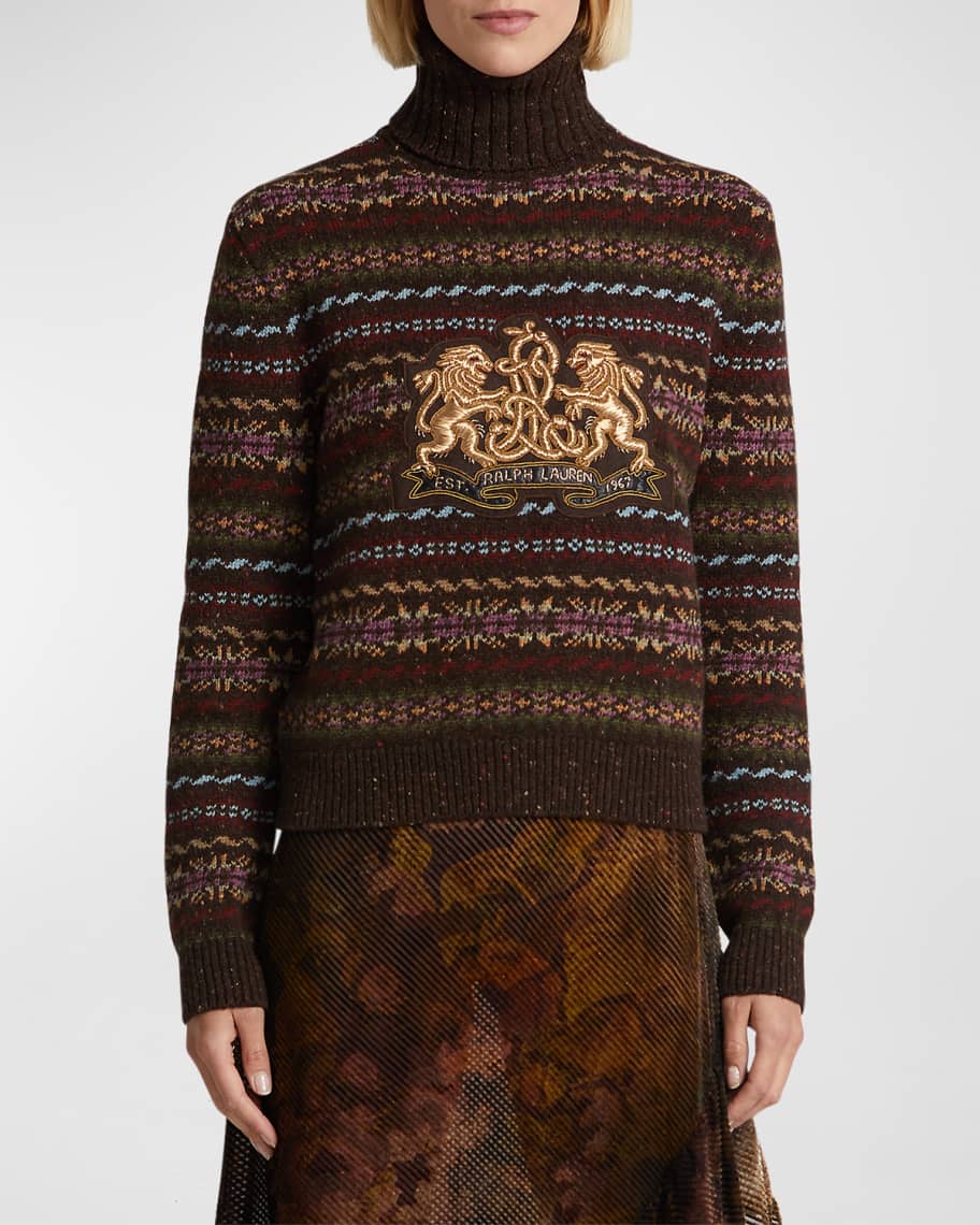 Ralph Lauren Collection Crest Logo Turtleneck Sweater | Neiman Marcus