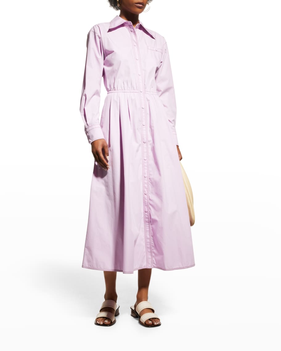 Tory Burch Eleanor Poplin Button-Down Dress | Neiman Marcus