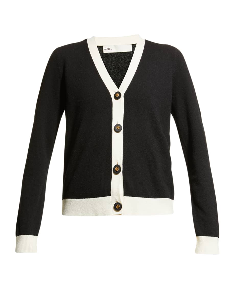 Tory Burch Colorblock Button-Down Cashmere Cardigan | Neiman Marcus