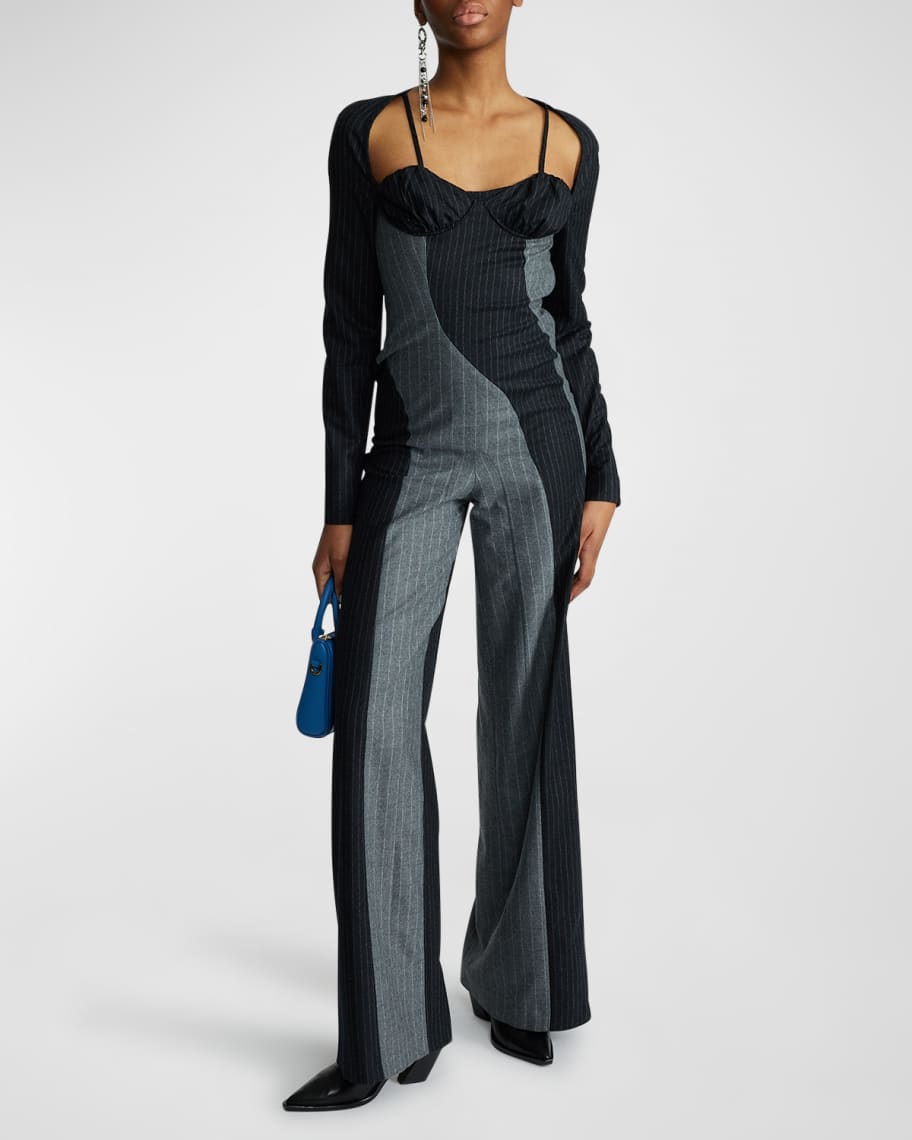Elleme Striped Wavy Wide-Leg Jumpsuit | Neiman Marcus