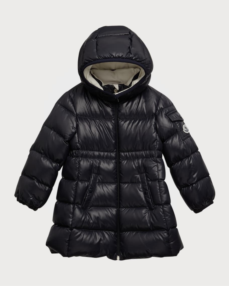 Moncler Girl's Brouffier Long Hooded Coat, Size 12M-3 | Neiman Marcus