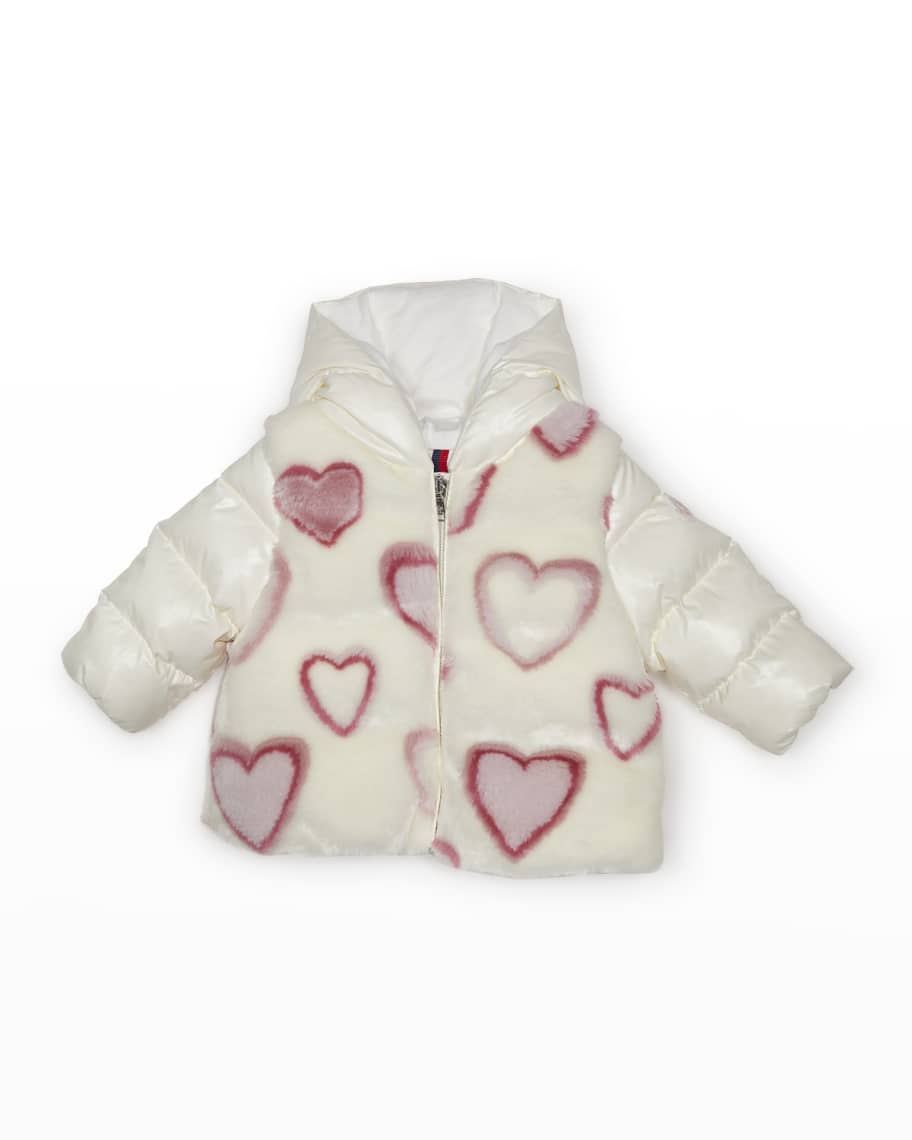 Moncler Girl's Adamas Heart-Print Jacket, Size 12M-3 | Neiman Marcus