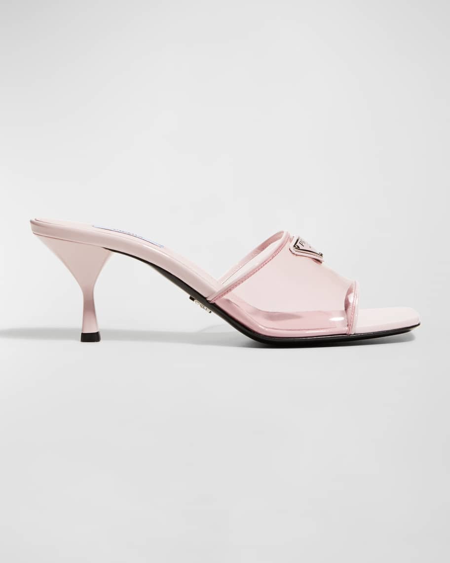 Prada Plexi Patent Kitten-Heel Mule Sandals | Neiman Marcus