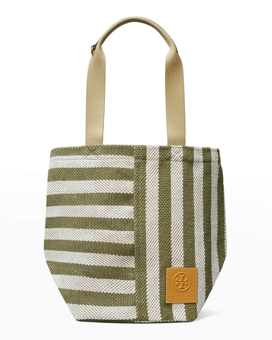 Tory Burch Gracie Striped Canvas Tote Bag | Neiman Marcus
