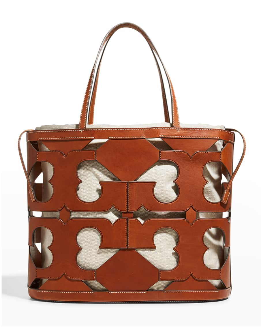 Tory Burch Cutout Logo Leather Tote Bag | Neiman Marcus