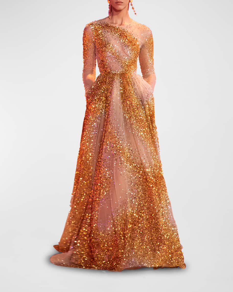 georges hobeika gold dress price Golden Hour Gown By Georges Hobeika – Elilhaam main image 1