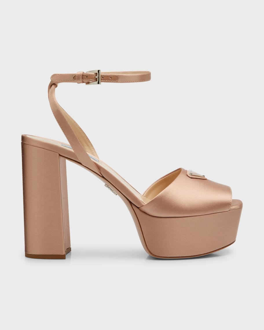 Prada Silk Ankle-Strap Platform Sandals | Neiman Marcus