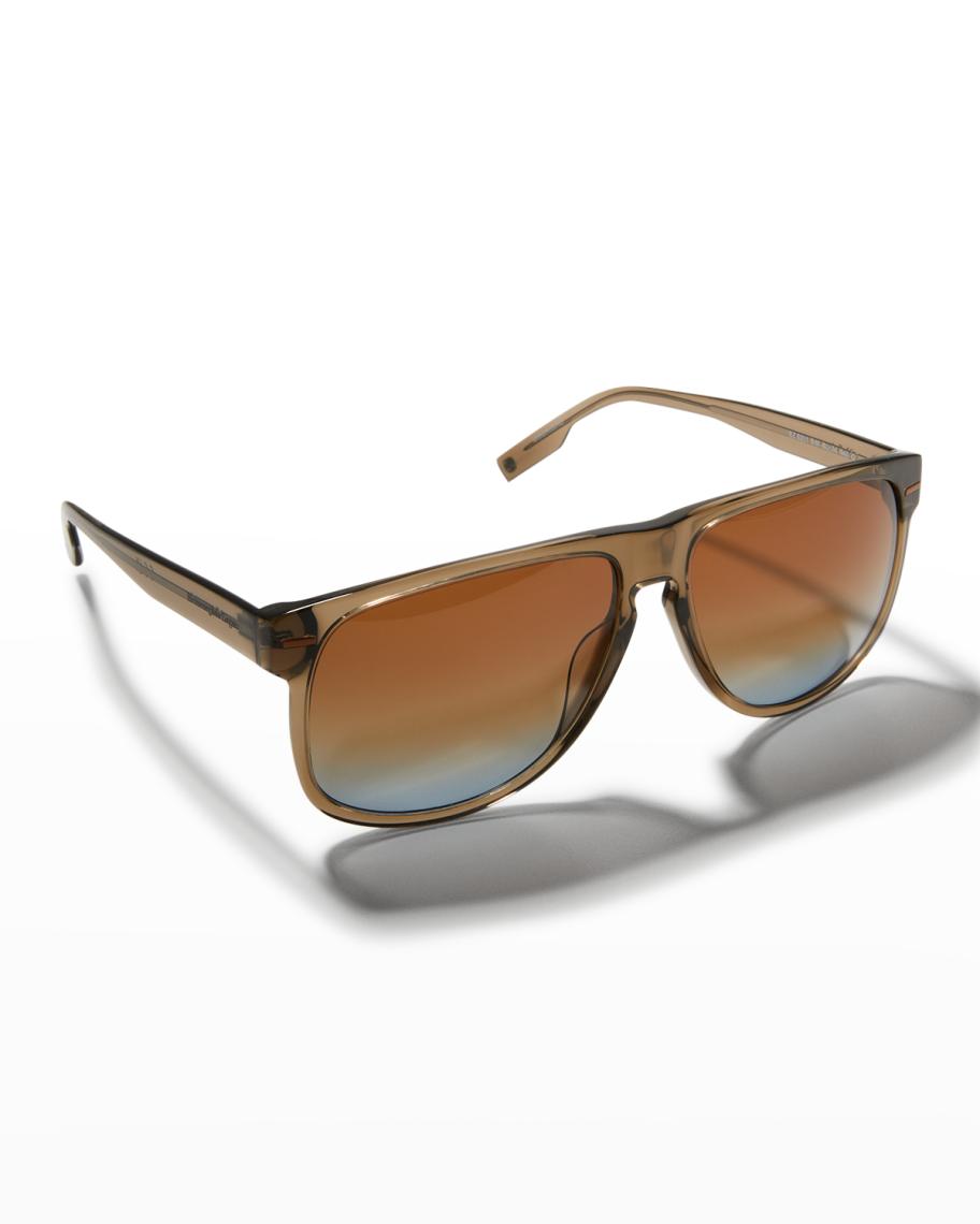 ZEGNA Men's Keyhole-Bridge Rectangle Sunglasses | Neiman Marcus