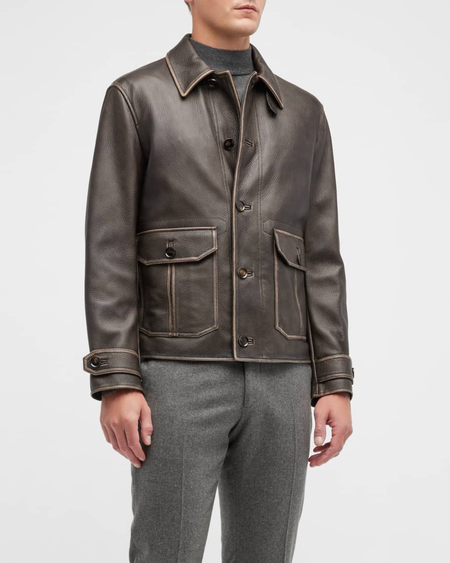 Brioni Men's Leather Jacket | Neiman Marcus