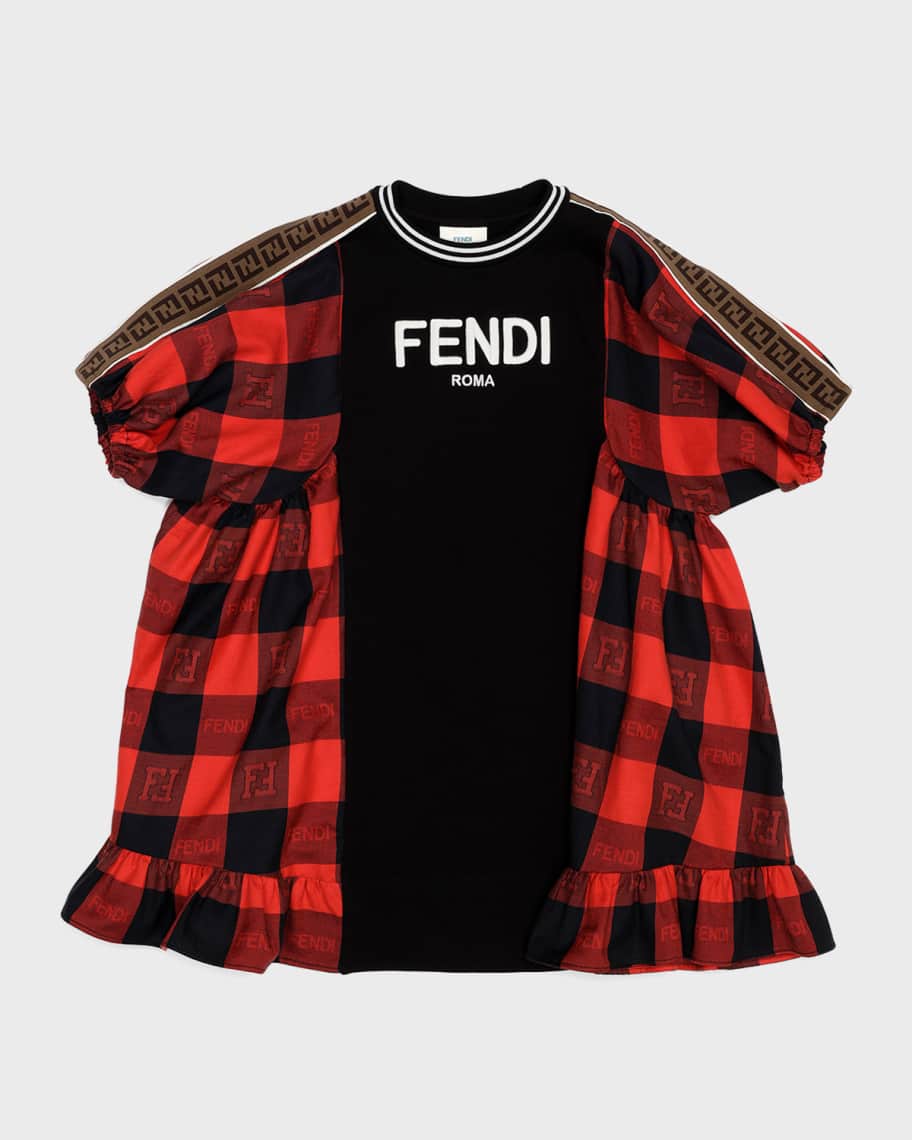 Fendi Girl's MixedPrints Logo Text Dress, Size 814 Neiman Marcus