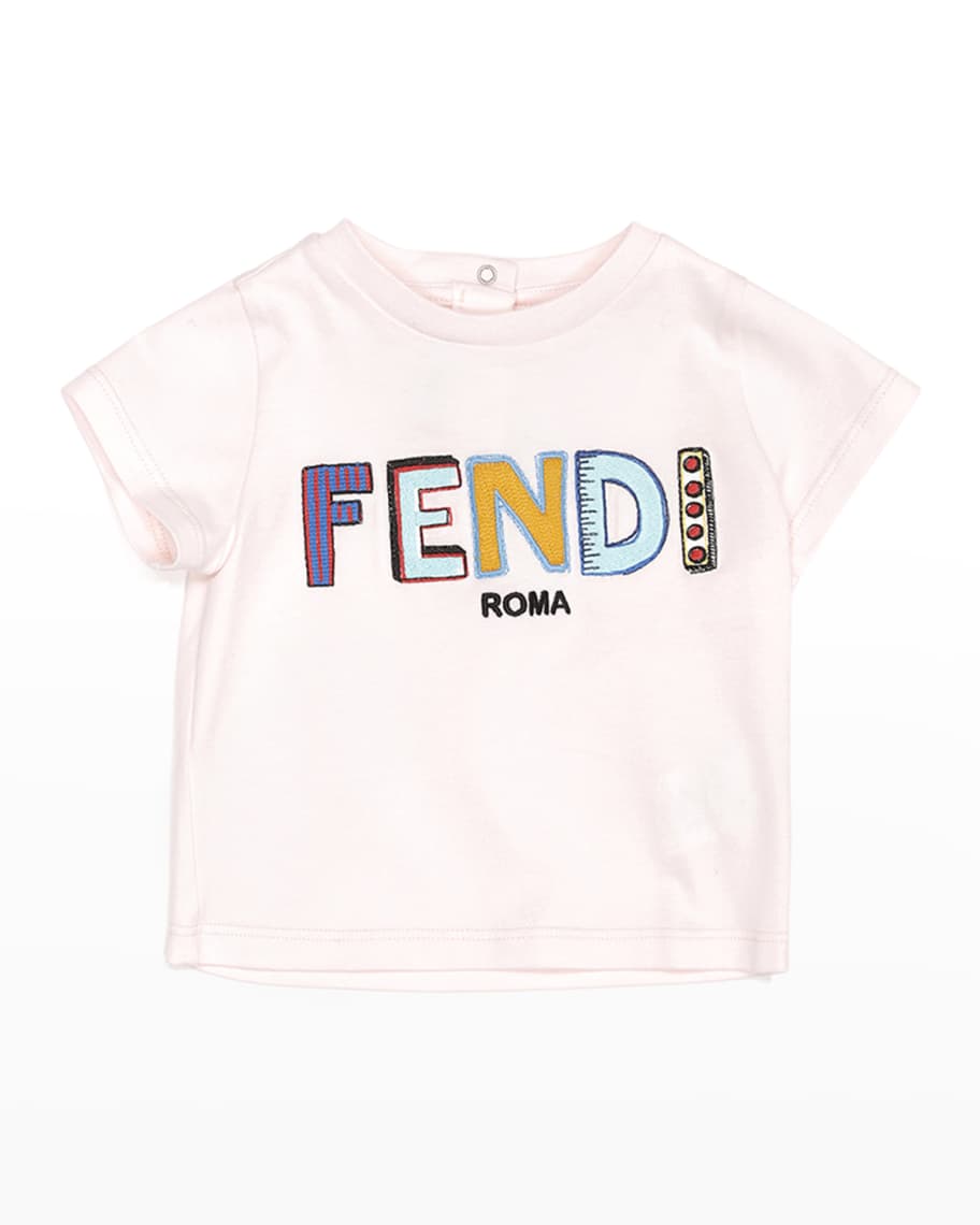 Fendi Girl's Embroidered Multi Pattern Logo TShirt, Size 6M24M