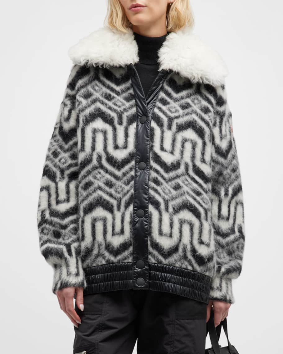 Moncler Grenoble Alpaca Patterned Knit Cardigan | Neiman Marcus