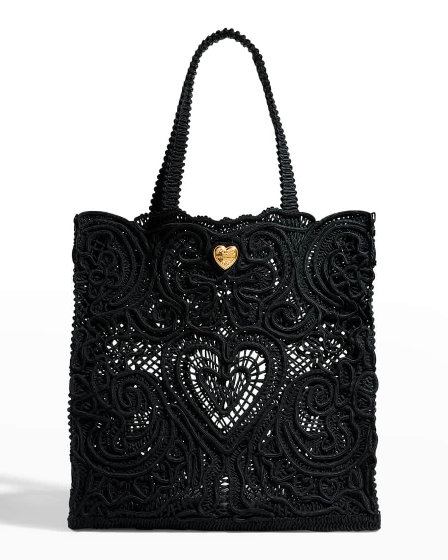 Dolce&Gabbana Beatrice Heart Lace Shopper Tote Bag | Neiman Marcus