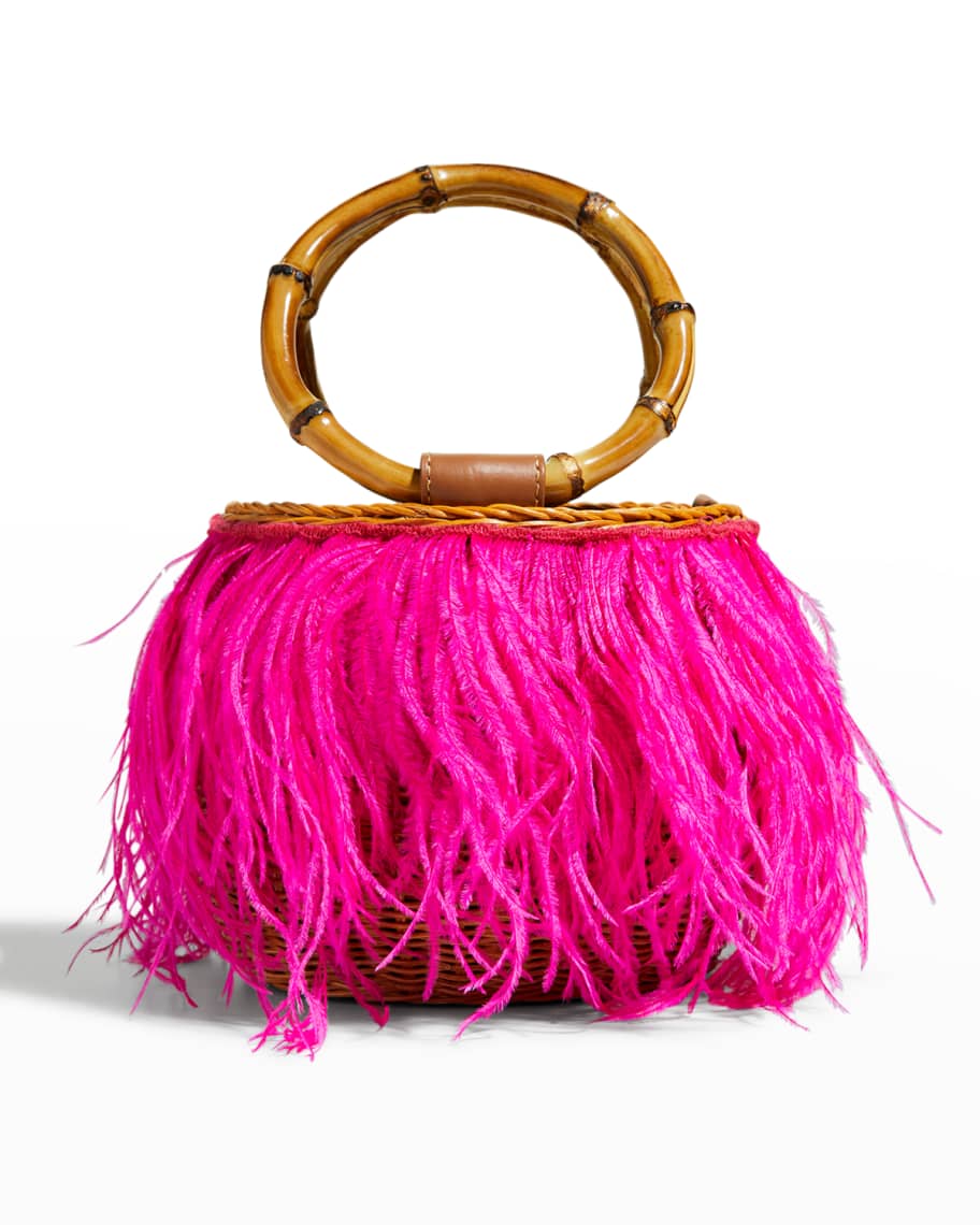 Kim, Small ostrich leather handbag - red