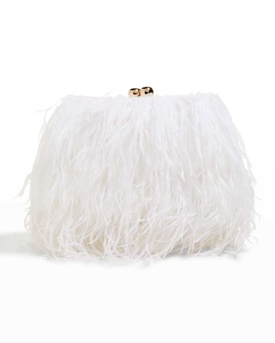 Fluffy Feather Mini Party Tote Bag In WHITE