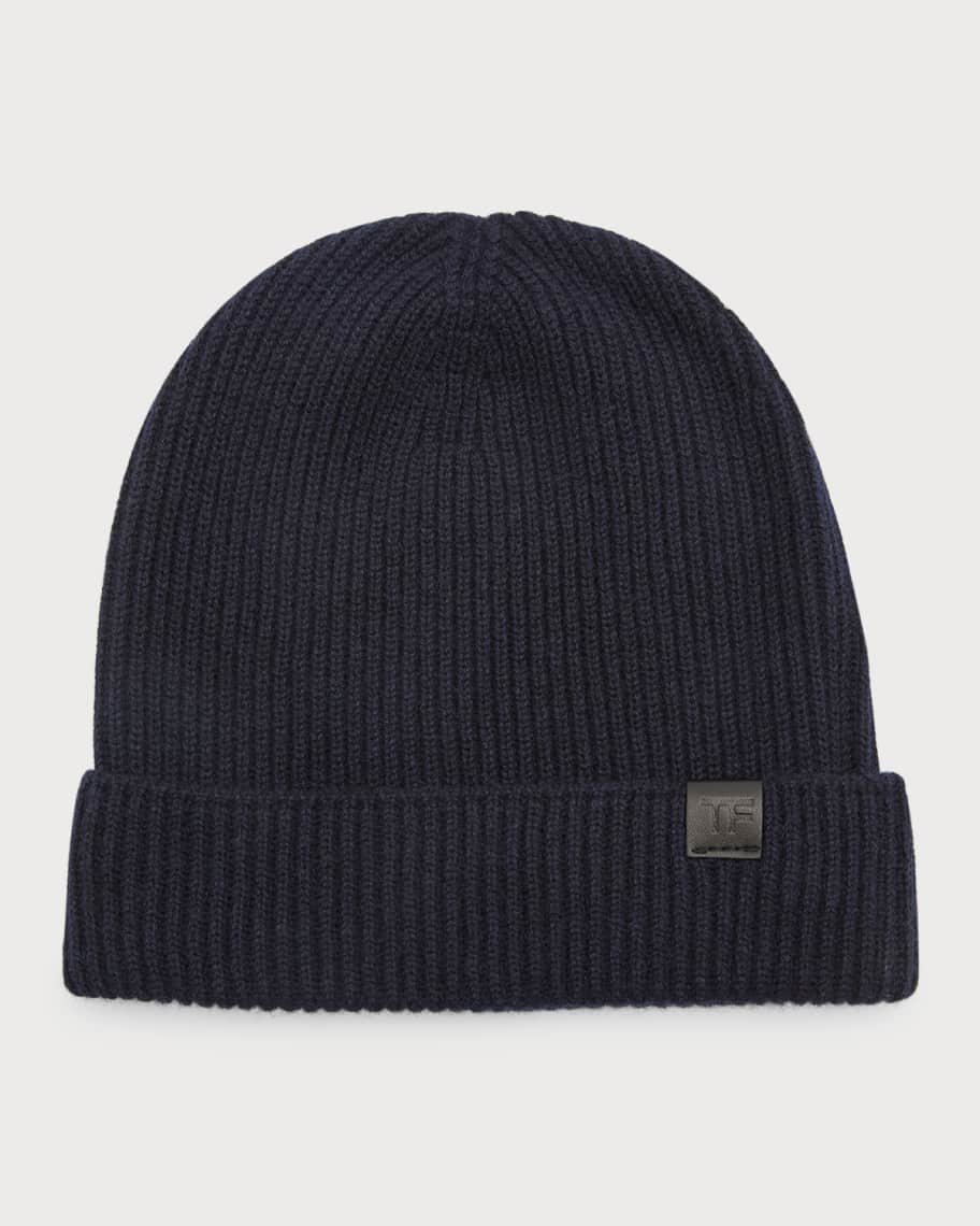 TOM FORD Men's Cashmere Ribbed Beanie Hat | Neiman Marcus