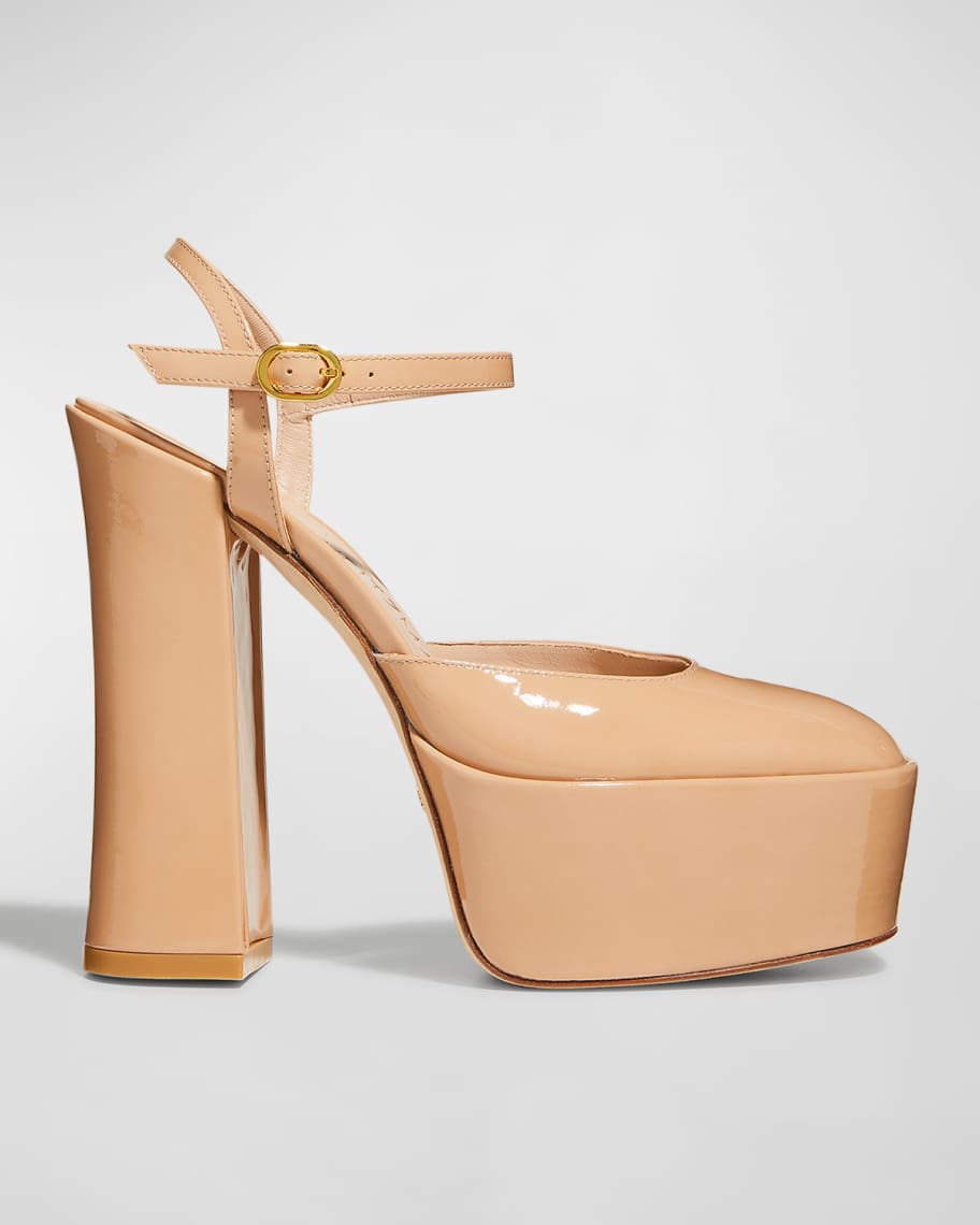 Stuart Weitzman Skyhigh Patent AnkleStrap Platform Pumps Neiman Marcus