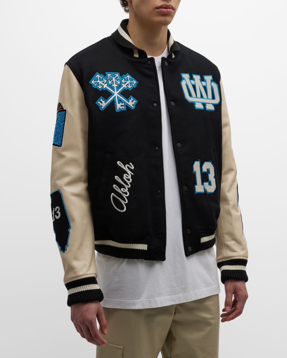 Off-White Men's Crystal Graphics Varsity Jacket | Neiman Marcus