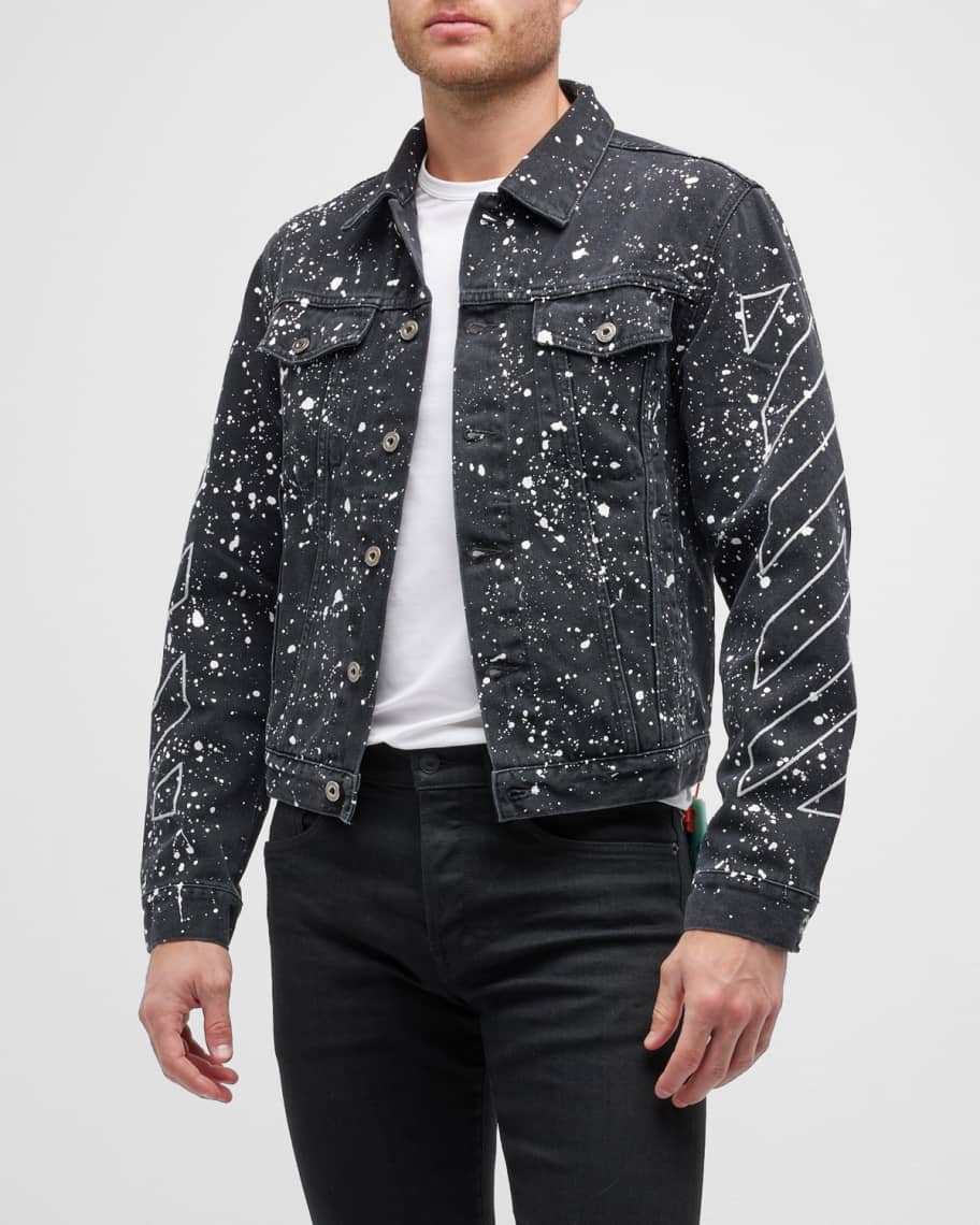 Men's paint splatter denim jacket top