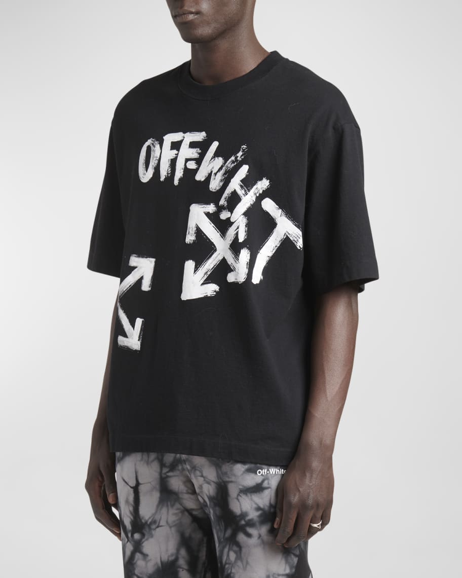 tjener have Print Off-White Men's Paint Script Oversized Skate T-Shirt | Neiman Marcus