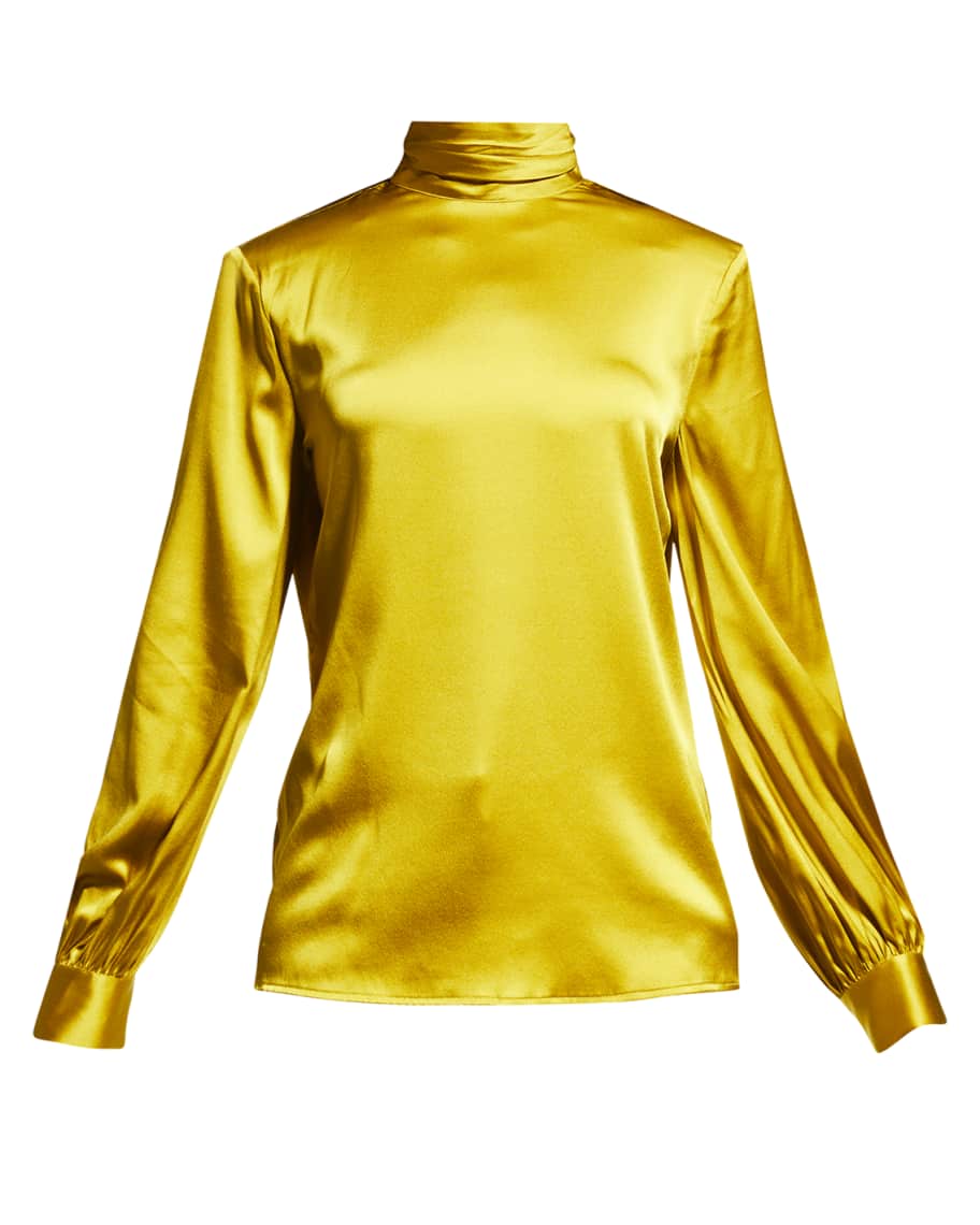 Satin turtleneck shop blouse