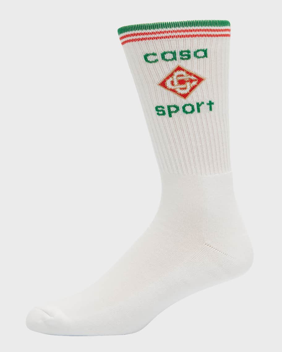 CASABLANCA Men's Intarsia Logo Sport Crew Socks | Neiman Marcus