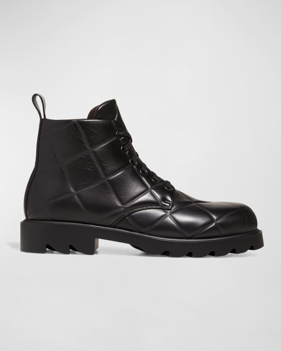 Bottega Veneta Men's Strut Padded Leather Combat Boots | Neiman Marcus