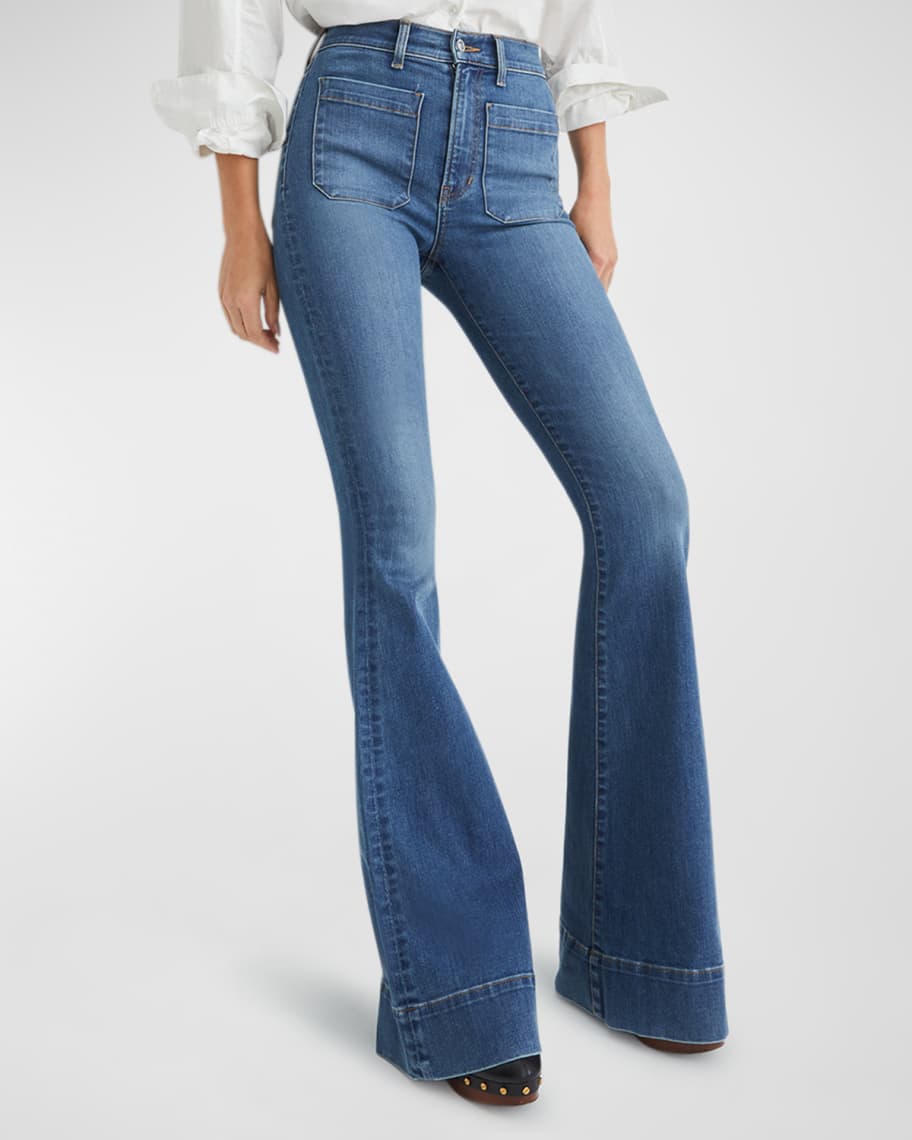 Veronica Beard Sheridan Patch Pocket Bell Bottom Jeans | Neiman Marcus