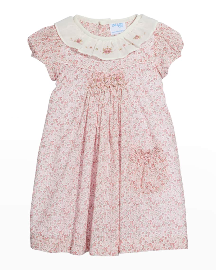 Luli & Me Girl's Honey Floral Smocked Dress, Size 6-24M | Neiman Marcus