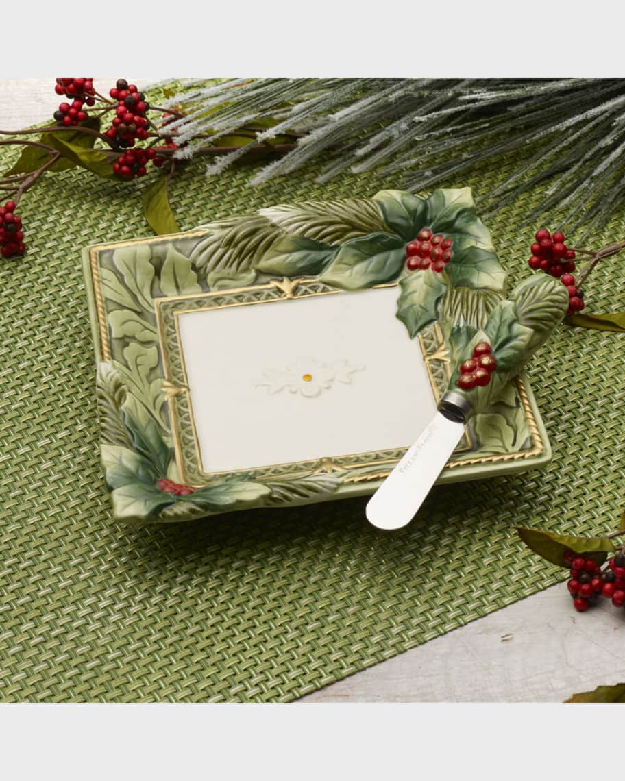 Fitz & Floyd Holiday Home Green Snack Plate & Spreader Neiman Marcus