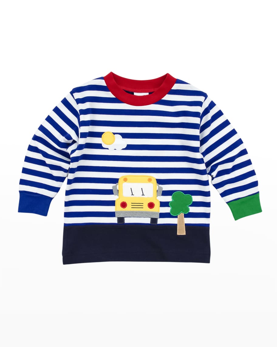 Florence Eiseman Boy's Stripe Sweater W/ Bus Applique, Size 2-5