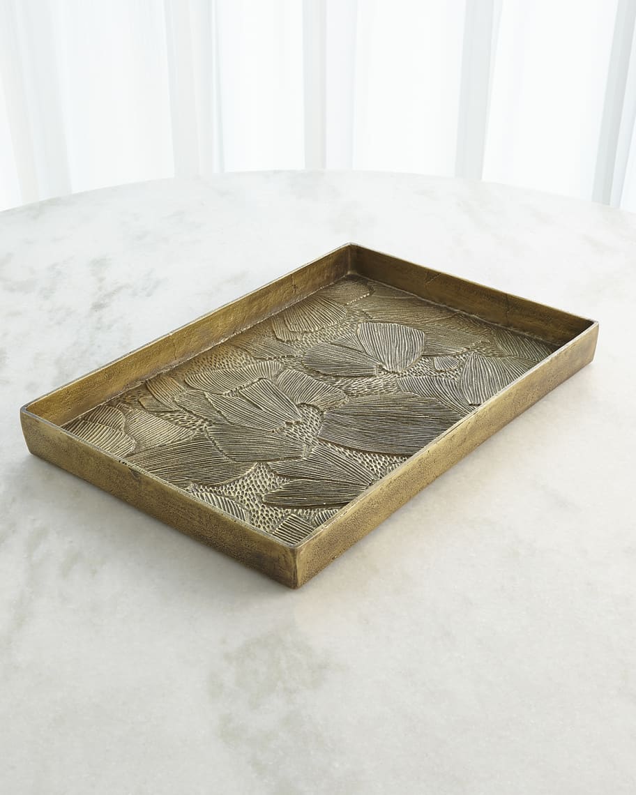 Global Views Flora Antiqued Brass Tray