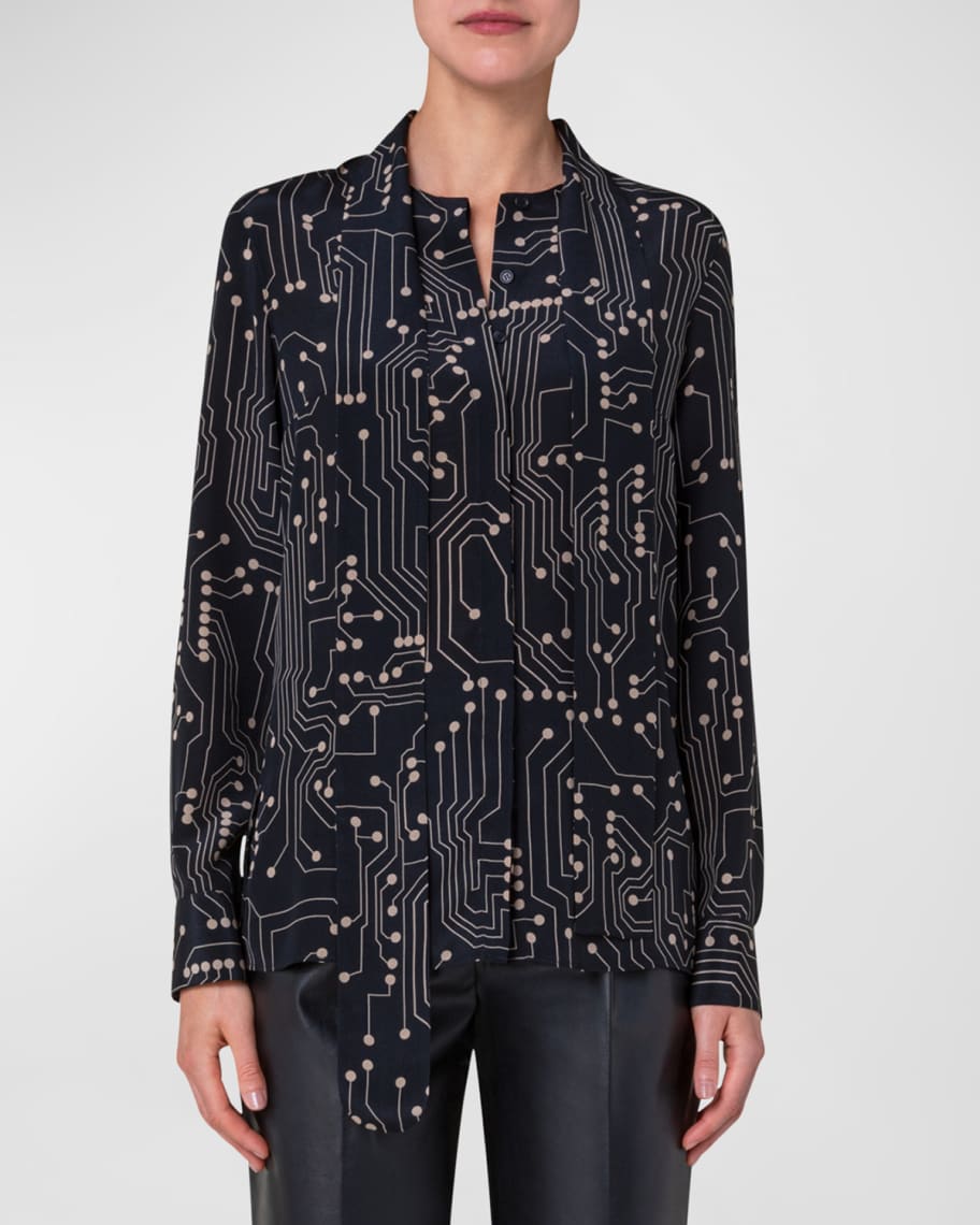Akris punto scarf silk blouse best sale