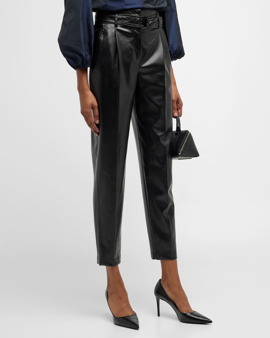 Akris punto Fred Belted Vegan Leather Pants | Neiman Marcus