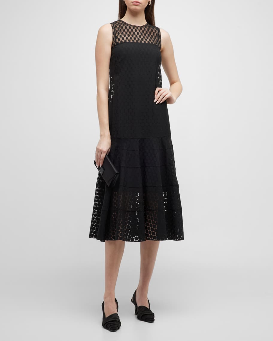 Akris punto Semi-Transparent Dotted Midi Dress | Neiman Marcus
