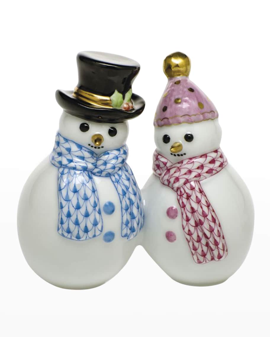 Herend Snowman Couple Figurine Neiman Marcus