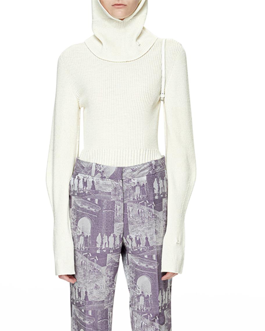 LOW CLASSIC Knit High-Neck Hooded Sweater | Neiman Marcus