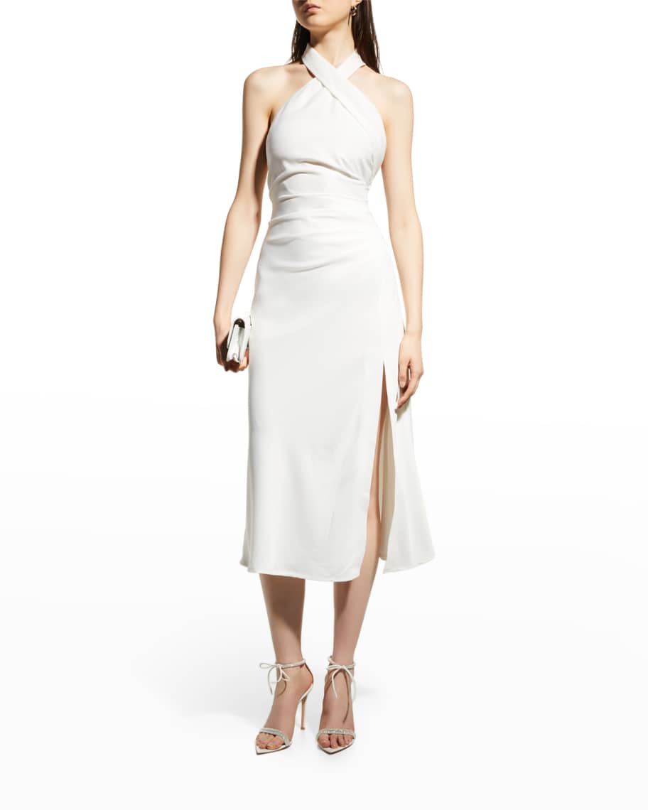 Misha Rosanna Ruched Crossover Halter Dress | Neiman Marcus