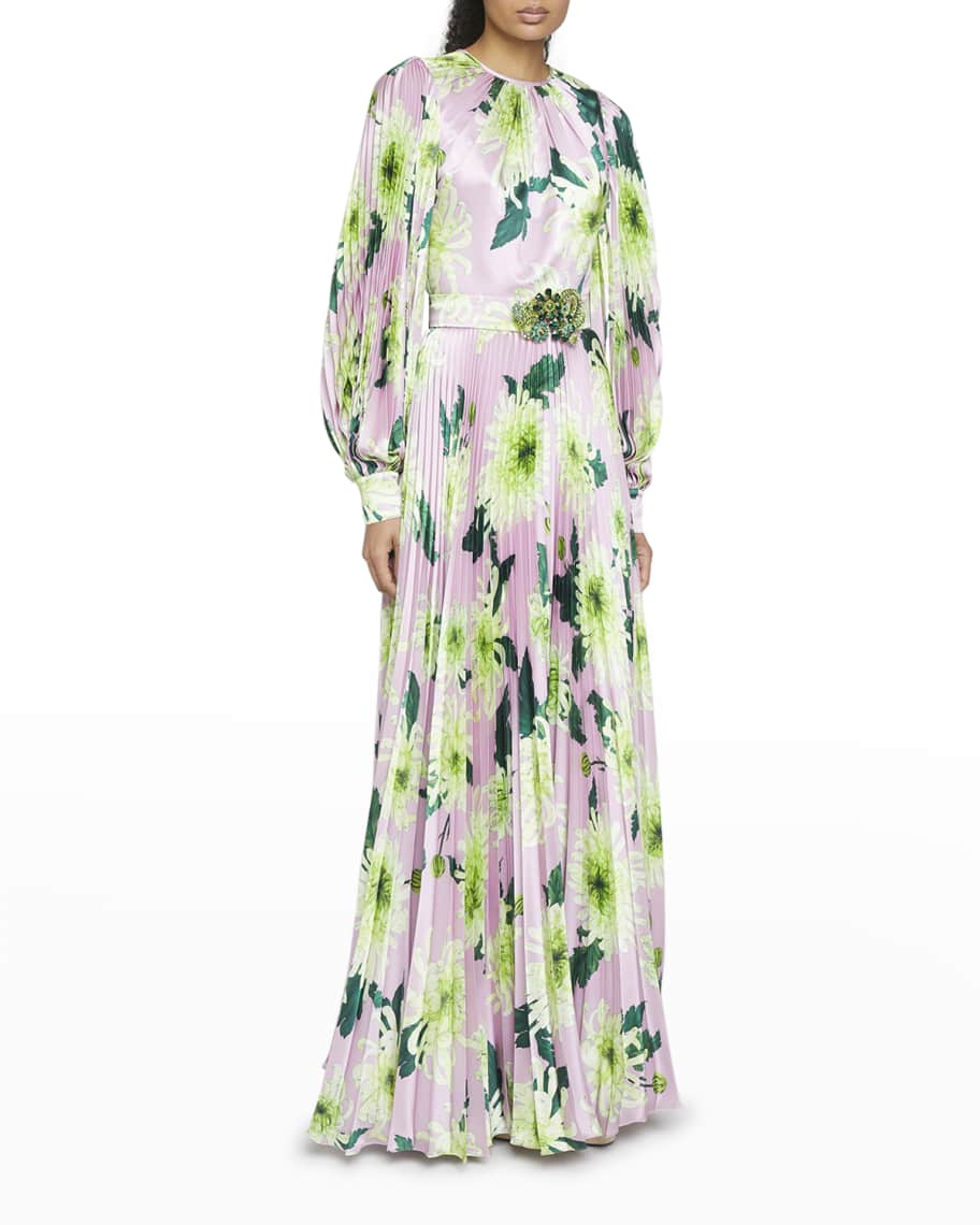 Andrew GN Green Yellow & Blue Silk Paisley Print Short Sleeve Knee-Length Dress