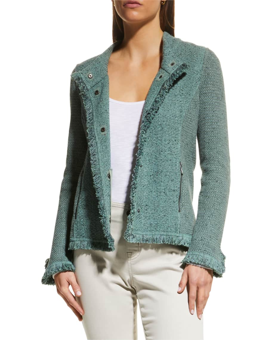 NIC+ZOE Petite Fringe Mix Snap-Front Jacket | Neiman Marcus