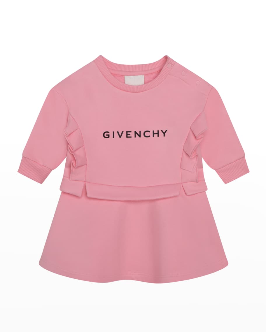 Givenchy Girl's FlounceTrim LogoPrint Dress, Size 12M3 Neiman Marcus
