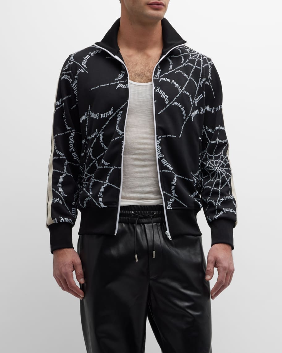 Palm Angels Black Monogram Leather Bomber Jacket