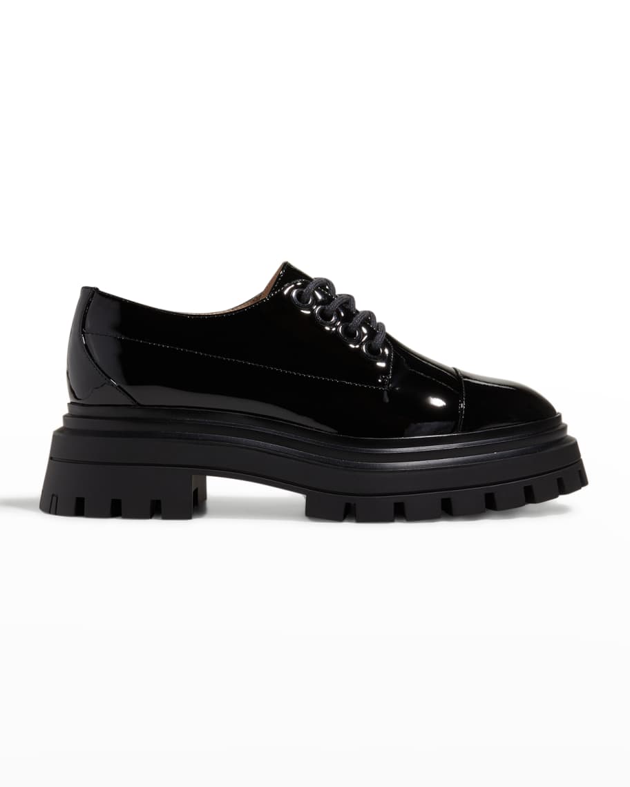 Stuart Weitzman Bedford Patent Lace-Up Loafers | Neiman Marcus